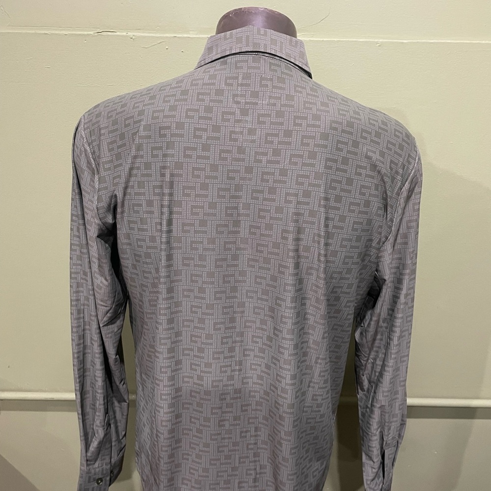 Deniko shirt button front olive L/S regular fit stretchy - Picture 2 of 4